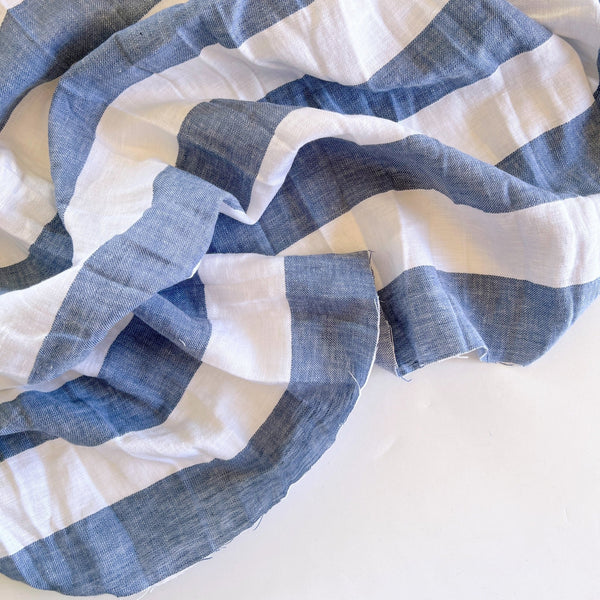 Blue and White Beach Stripe Linen - Needle Sharp