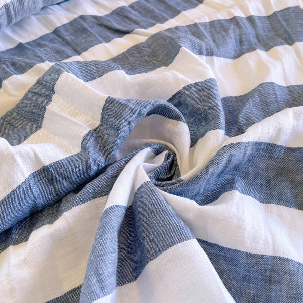Blue and White Beach Stripe Linen - Needle Sharp