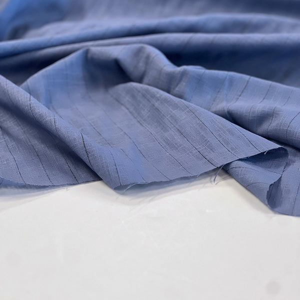 Blue Dahlia Stripe Viscose Linen - Needle Sharp