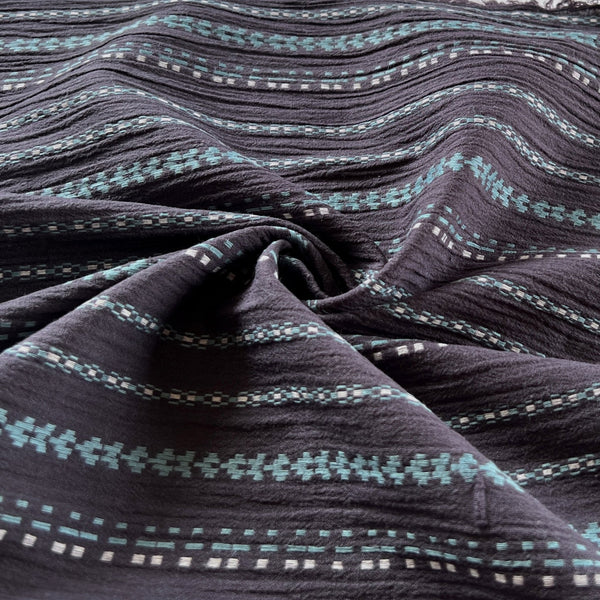 Remnant - Charcoal Athena Embroidered Crinkle Gauze - 3.31  yd