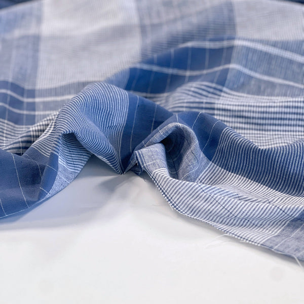 Denim Blue Tablecloth Check Linen - Needle Sharp