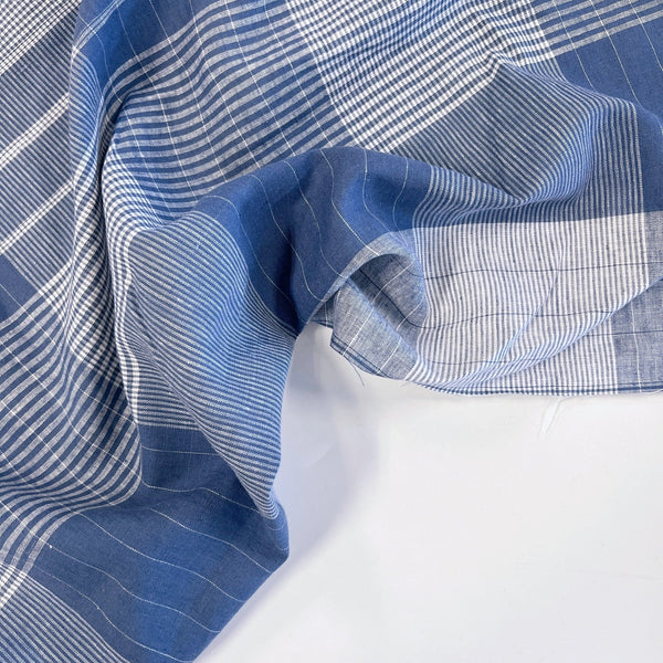 Denim Blue Tablecloth Check Linen - Needle Sharp