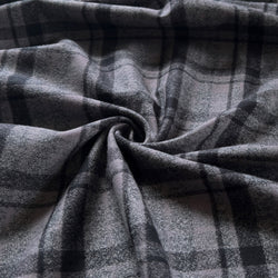 Remnant - Gray Tartan Plaid Flannel - 1.19  yd