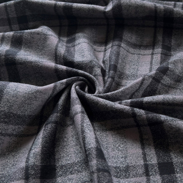 Remnant - Gray Tartan Plaid Flannel - 1.19  yd