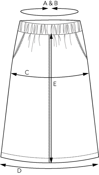 A Line Midi Skirt Sewing Pattern by The Assembly Line