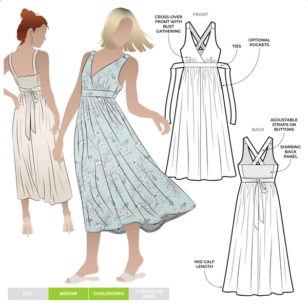 Livvy Smocked Dress Sewing Pattern by Style Arc
