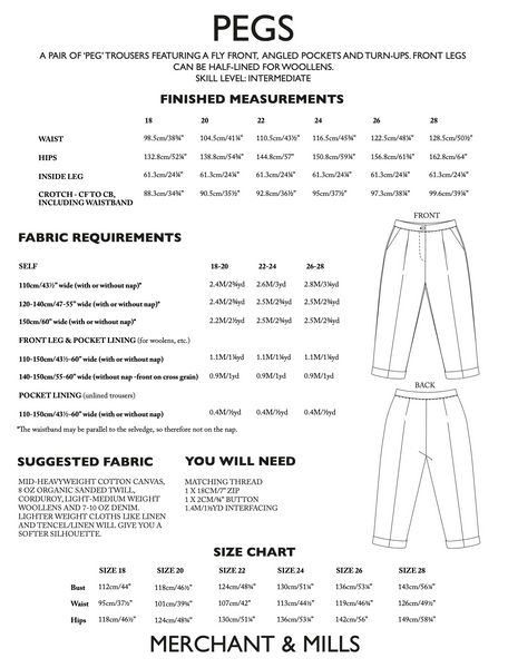 Pegs Trousers Sewing Pattern by Merchant & Mills