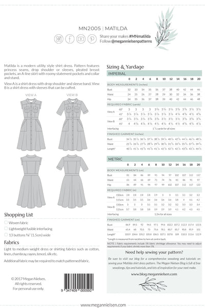 Matilda Dress Sewing Pattern by Megan Nielsen