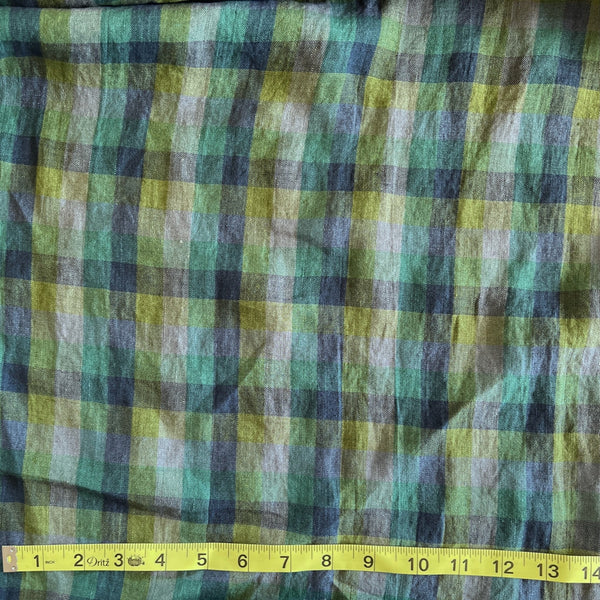 Mossy Greens Plaid Check Linen - Needle Sharp