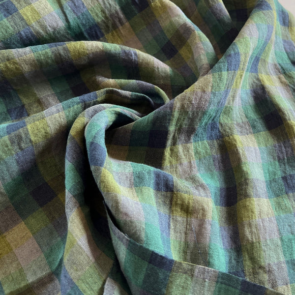 Mossy Greens Plaid Check Linen - Needle Sharp