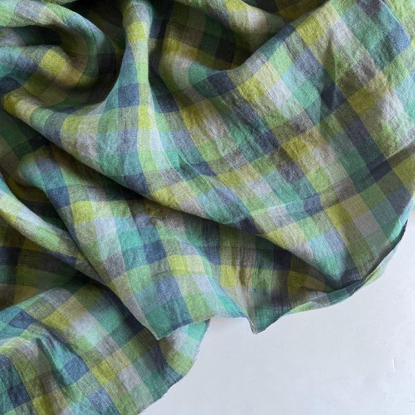 Mossy Greens Plaid Check Linen - Needle Sharp