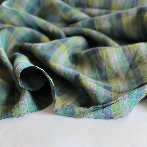 Mossy Greens Plaid Check Linen - Needle Sharp