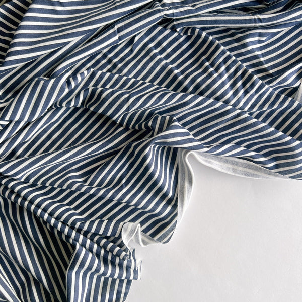 Navy and White Stripe Viscose Jersey - Needle Sharp