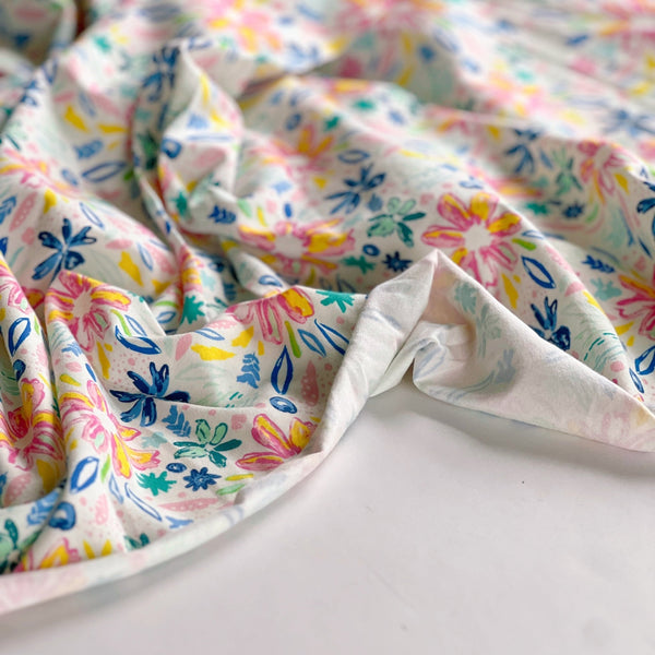 Painted Summer Flowers Cotton Jersey - Needle Sharp