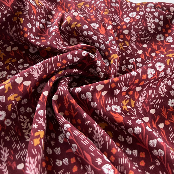 Remnant - Red Clay Isla Meadow Rayon Lawn - 1.45  yd