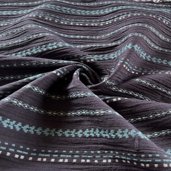 Remnant - Charcoal Athena Embroidered Crinkle Gauze - 3.31 yd - Needle Sharp