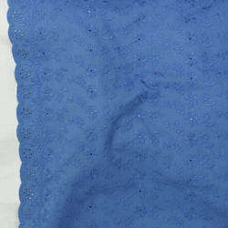Remnant - French Blue Embroidered Cotton Voile - 3.01 yd - Needle Sharp