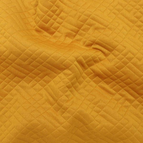 Remnant - Mustard Geo Quilt Puff Knit - 2.41 yd - Needle Sharp