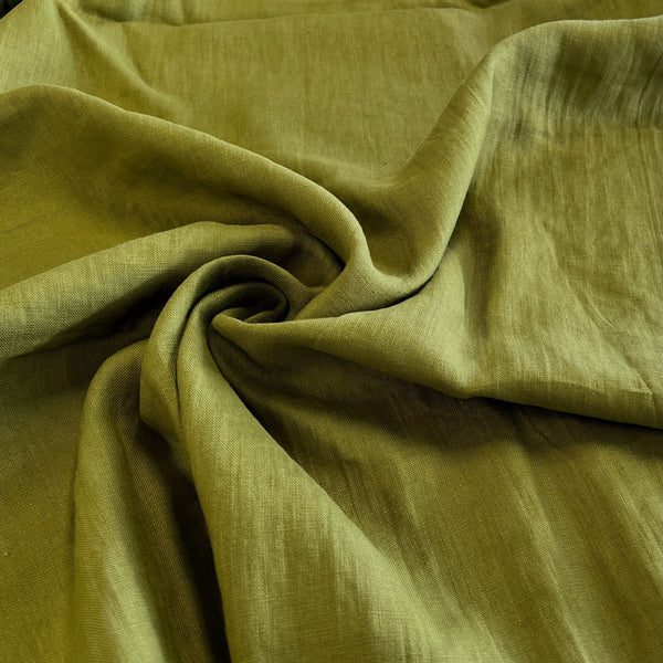 Remnant - Pear Green Aero-washed Linen - 1.54 yd - Needle Sharp