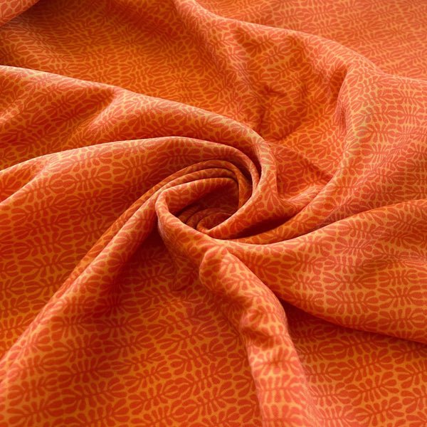 Remnant - Tangerine Geometric Print Ecovero Twill - 3.14 yd - Needle Sharp