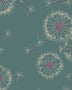 Remnant - Teal Dandelion Puffs Rayon Lawn - 1.92 yd - Needle Sharp