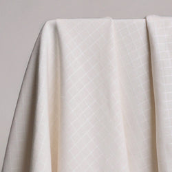 Remnant - Tile Weave Ivory Linen Viscose Blend - 0.51 yd - Needle Sharp