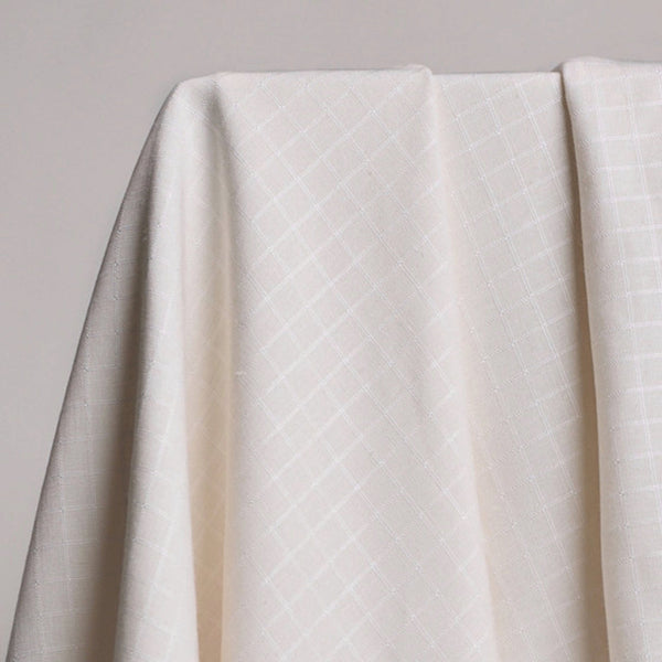 Remnant - Tile Weave Ivory Linen Viscose Blend - 0.51 yd - Needle Sharp