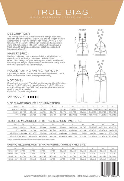 Riley Overalls Sewing Pattern from True Bias - Needle Sharp