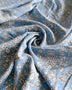 Remnant - Turquoise Blue Floral Rayon Poplin - 0.54  yd