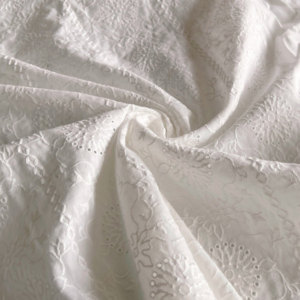 White Embroidered Cotton Voile - Needle Sharp