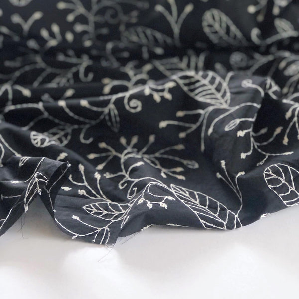 Black Embroidered Cotton Voile - Needle Sharp