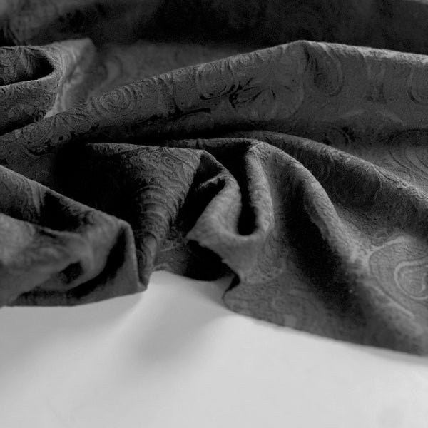 Black on Black Paisley Stretch Jacquard - Needle Sharp
