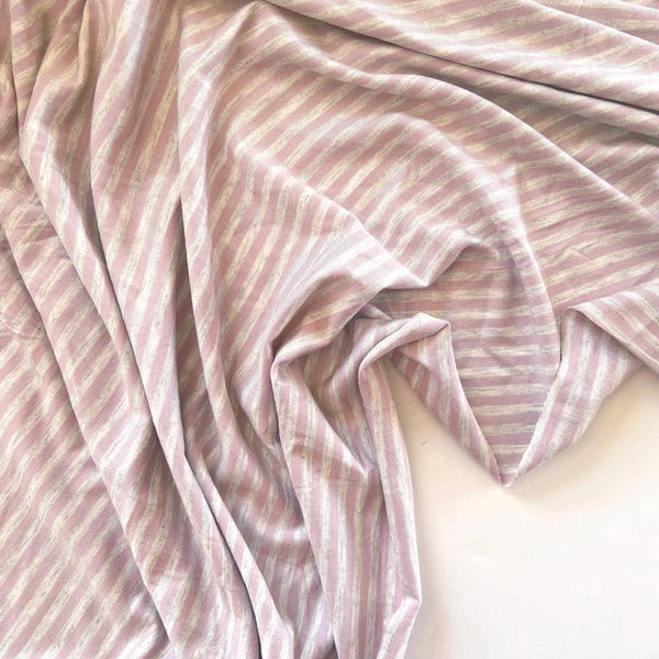 Blush Pink/Ecru Striped Bamboo Jersey - Needle Sharp