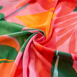 Bright Pink Abstract Floral Ecovero Twill - Needle Sharp