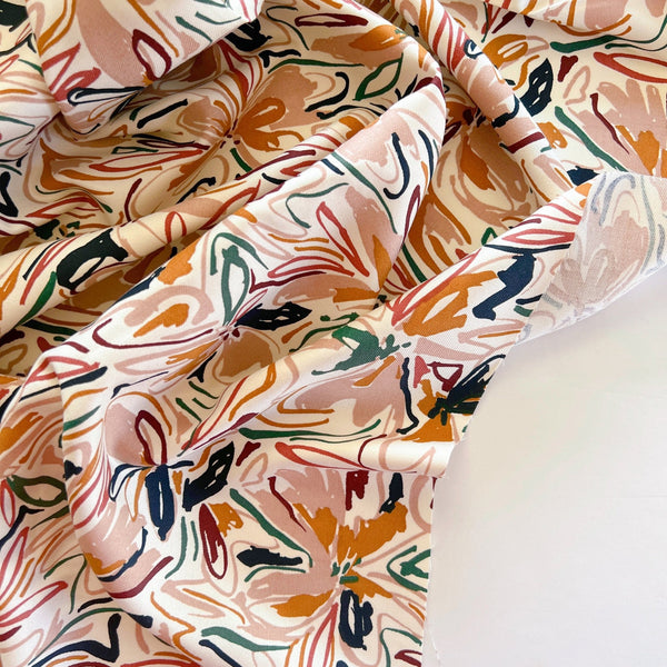 Hilma Painted Flowers Viscose Twill - Needle Sharp