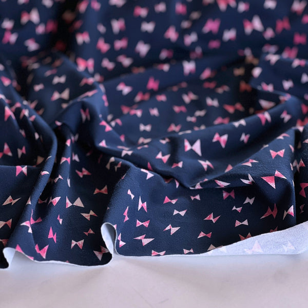 Pink Ribbons Navy Cotton Jersey - Needle Sharp