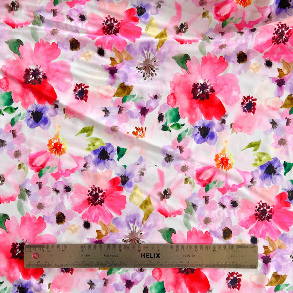 Romantic Flowers Pink Floral Spandex - Needle Sharp