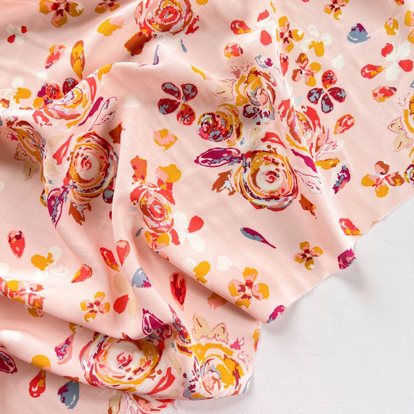 Swirling Flora Blush Pink Rayon - Needle Sharp